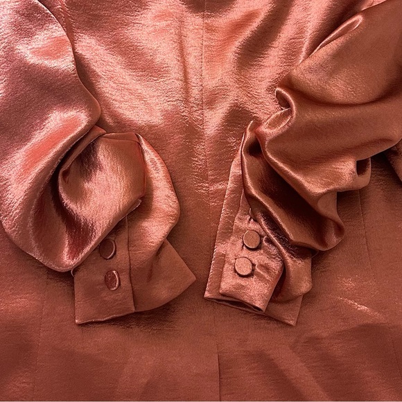 Cinq a Sept Kylie Ruched-Sleeve Satin Blazer Rosewood Size 0 - Picture 4 of 6